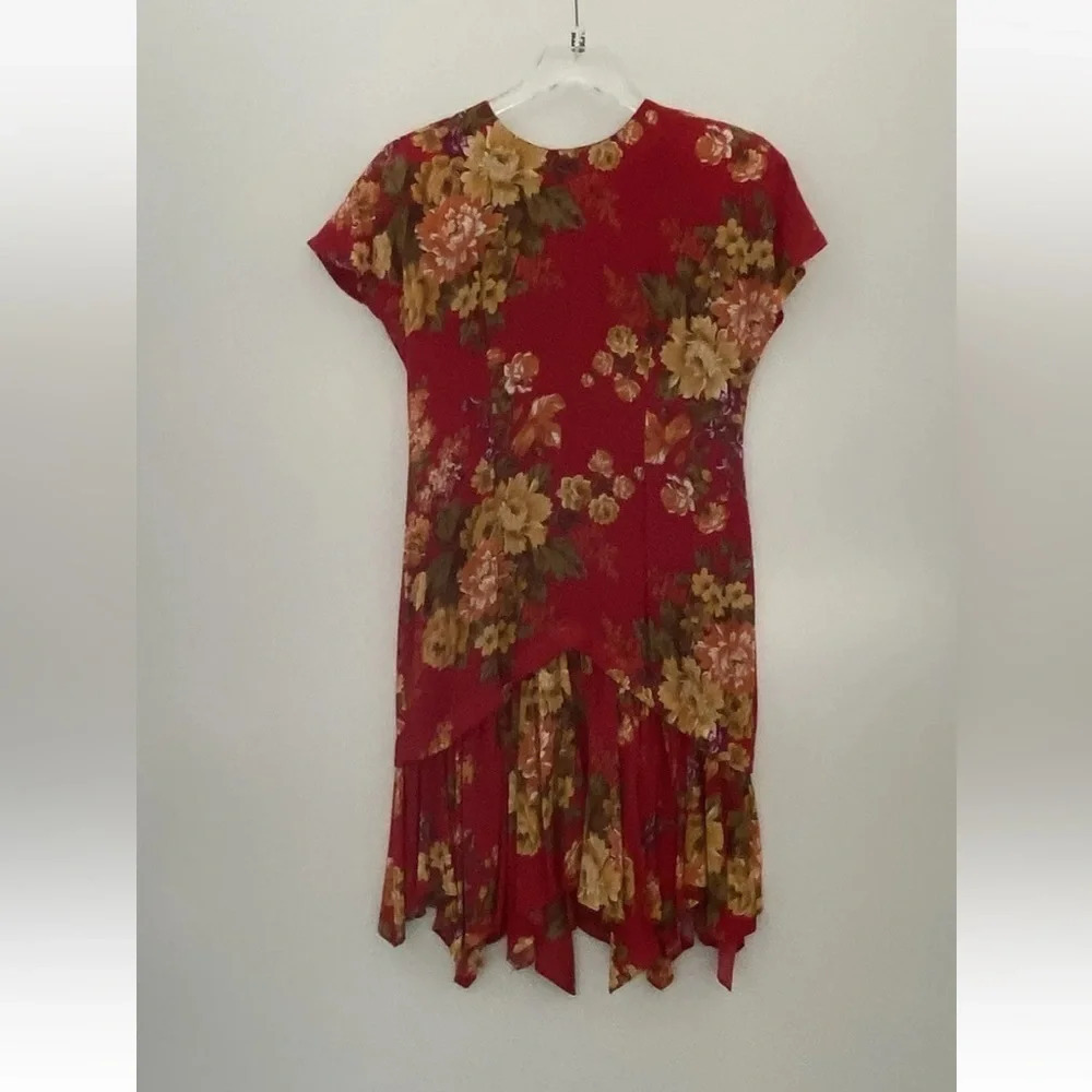 Vintage Phoebe Petites Floral‎ Dress Handkerchief Hem Womens Size 6